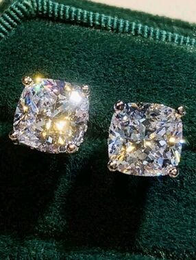 8 ctw White Gold Cushion Cut Simulated Diamond Studs